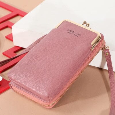 Mini Bolsa Feminina Couro Legítimo 2 em 1 Anti Furto bolsa004 Importe Go Rosa 