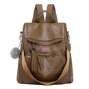 Mochila Antifurto Feminina de Couro Legítimo - Protect Max Novo Importe Go Marron 