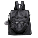Mochila Antifurto Feminina de Couro Legítimo - Protect Max Novo Importe Go Preto 