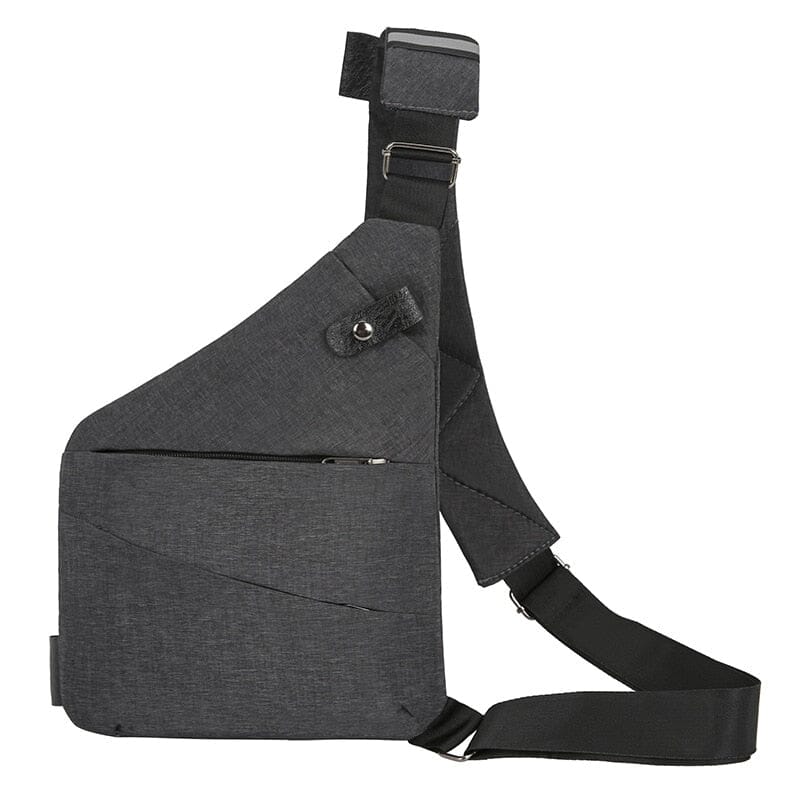 Mochila Slim Antifurto - SafeBag® Mochila Anti Furto Slim Importe Go Cinza - Ombro Direito 