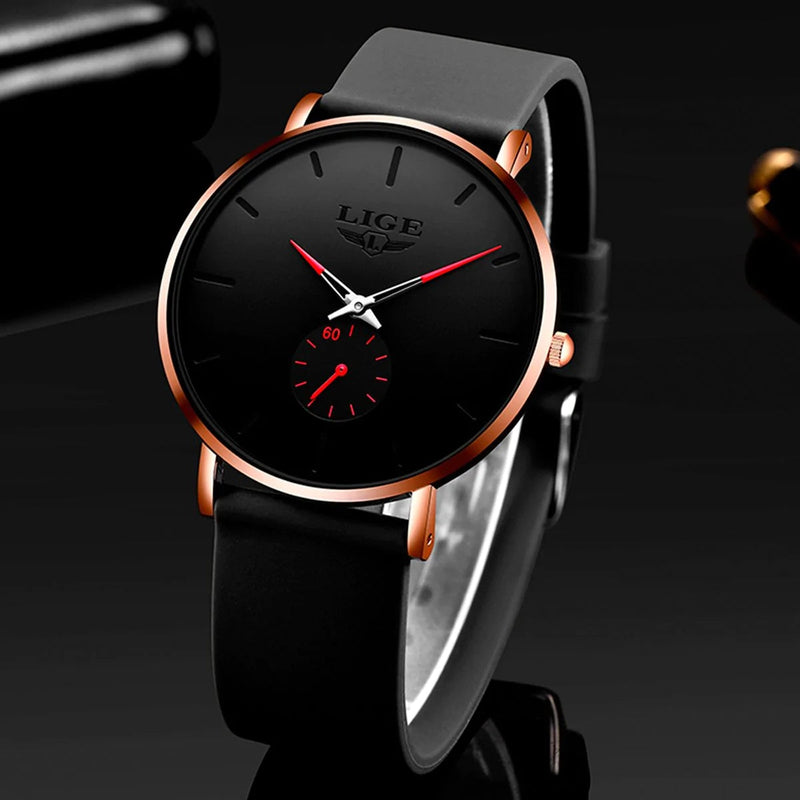 Relógio Minimalista em Aço Inoxidável – Elegance Black Importe Go 