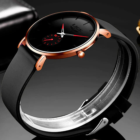Relógio Minimalista em Aço Inoxidável – Elegance Black Importe Go 