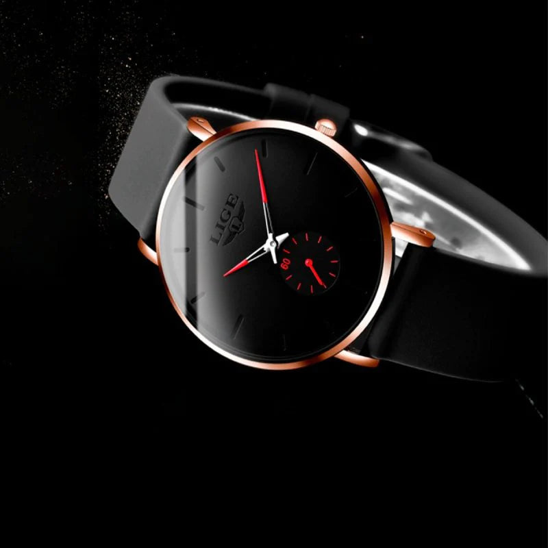 Relógio Minimalista em Aço Inoxidável – Elegance Black Importe Go 