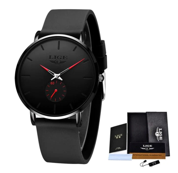 Relógio Minimalista em Aço Inoxidável – Elegance Black Importe Go Preto 