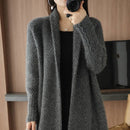 Sobretudo Tricot de Manga Longa Elegante Outono Sobretudo Tricot de Manga Longa Elegante Outono Importe Go Cinza Escuro P 45-55 KG 