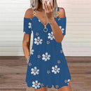 Vestido Bata Alças Metal ROUPVESTI022 Importe Go Azul Flores PP 