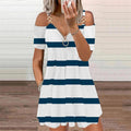 Vestido Bata Alças Metal ROUPVESTI022 Importe Go Listras Azuis PP 