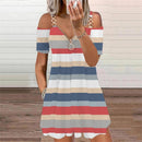 Vestido Bata Alças Metal ROUPVESTI022 Importe Go Listras Azul e Vermelho PP 
