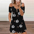 Vestido Bata Alças Metal ROUPVESTI022 Importe Go Preto Flores PP 