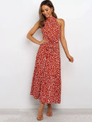 Vestido Longo Gola Alta com Laço - Moda Verão Vestido Longo Gola Alta com Laço Importe Go 