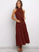 Vestido Longo Gola Alta com Laço - Moda Verão Vestido Longo Gola Alta com Laço Importe Go 