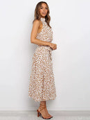 Vestido Longo Gola Alta com Laço - Moda Verão Vestido Longo Gola Alta com Laço Importe Go 