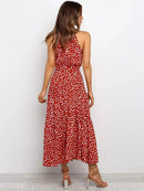 Vestido Longo Gola Alta com Laço - Moda Verão Vestido Longo Gola Alta com Laço Importe Go 