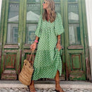 Vestido Longo Ilhabela ROUPVESTI006 Importe Go Verde e Branco P 