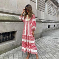 Vestido Longo Ilhabela ROUPVESTI006 Importe Go Vermelho e Branco P 
