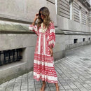 Vestido Longo Ilhabela ROUPVESTI006 Importe Go Vermelho e Branco P 