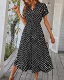 Vestido Midi de Bolinha Zara - Moda Verão Vestido Midi de Bolinha Zara Importe Go Preto P 