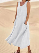 Vestido Midi Enseada com Bolsos ROUPVESTI012 Importe Go Branco P 