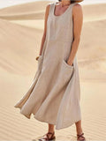Vestido Midi Enseada com Bolsos ROUPVESTI012 Importe Go Caramelo P 
