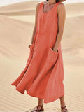 Vestido Midi Enseada com Bolsos ROUPVESTI012 Importe Go Laranja P 