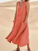Vestido Midi Enseada com Bolsos ROUPVESTI012 Importe Go Laranja P 