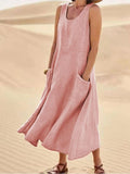 Vestido Midi Enseada com Bolsos ROUPVESTI012 Importe Go Rosa P 