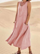 Vestido Midi Enseada com Bolsos ROUPVESTI012 Importe Go Rosa P 