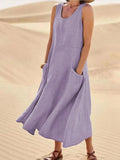 Vestido Midi Enseada com Bolsos ROUPVESTI012 Importe Go Roxo P 