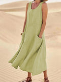 Vestido Midi Enseada com Bolsos ROUPVESTI012 Importe Go Verde Claro P 