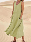 Vestido Midi Enseada com Bolsos ROUPVESTI012 Importe Go Verde Claro P 