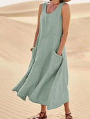 Vestido Midi Enseada com Bolsos ROUPVESTI012 Importe Go Verde P 