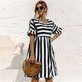 Vestido Noronha Listrado ROUPVESTI007 Importe Go Preto P 