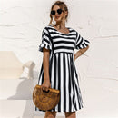 Vestido Noronha Listrado ROUPVESTI007 Importe Go Preto P 